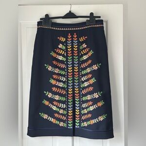 NWT Boden Icons Rita Navy Embroidered Skirt, US size 12